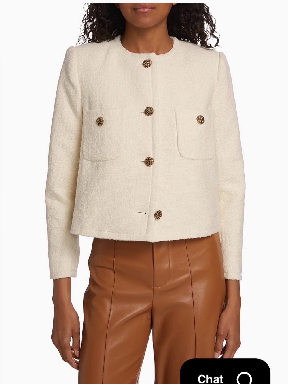BA&SH Meredith Tweed Jacket Ivory Cream Cropped Bouclé Jacket Parisian Lux Sz 1